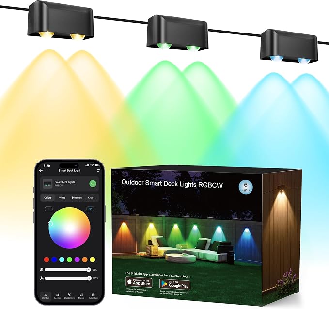 Brizled Smart Fence Lights, RGBCW Outdoor Deck Lights APP & Voice Controlled by Brizled