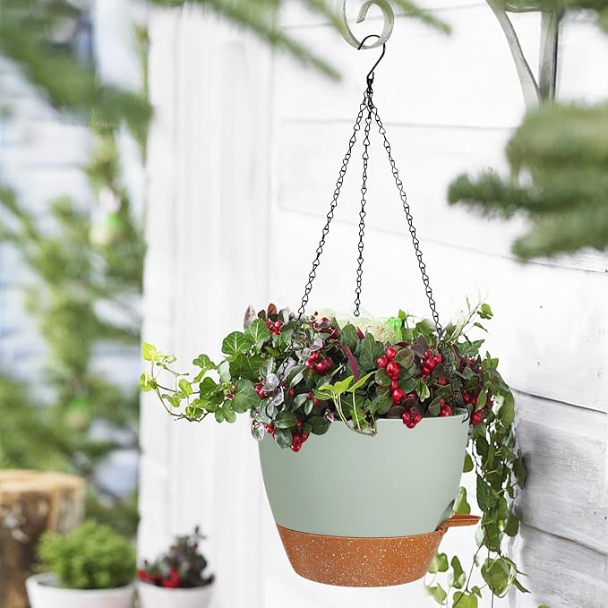 10/9/8 Inch Hanging Planter for Indoor Outdoor Plants, 3 Pack Self-Watering - Image 7