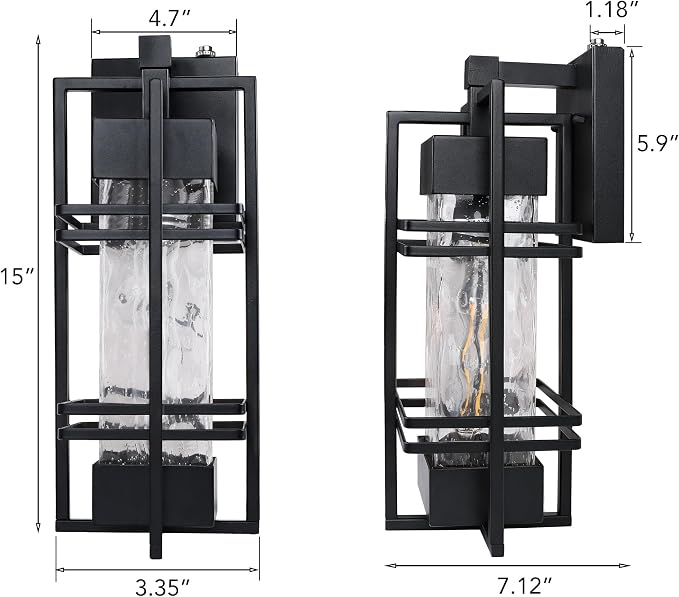 WIHTU Dusk to Dawn Outdoor Front Porch Light Fixtures Wall Mount, Waterproof - Image 5