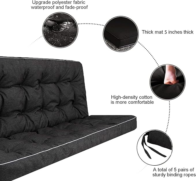 Outside Benches Cushion with Backrest, Thicken Waterproof Swing Cushions 2/3 - Image 2
