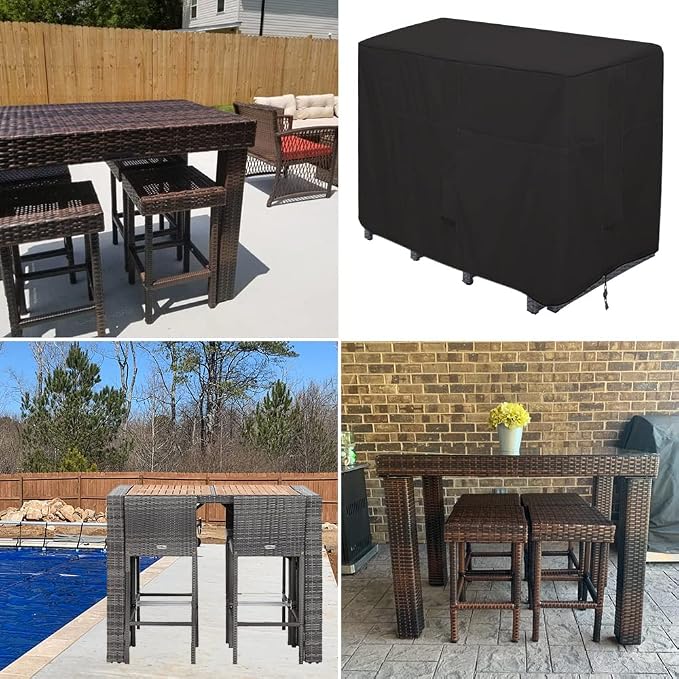 Outdoor Bar Height Dining Set Cover Heavy Duty Waterproof Patio Dining Set Cover - Image 6