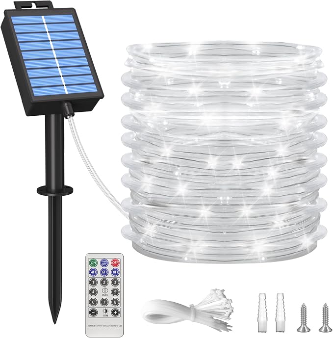 ICRGB Solar Rope Lights Outdoor, 39FT 100 LED Solar Rope Lights, IP67 Waterproof by ICRGB