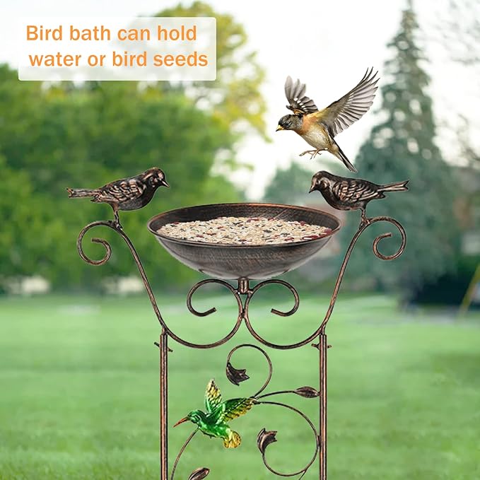 LEWIS&WAYNE Garden Trellis Bird Bath Outdoor, 40 Inch Antique Iron Garden Plant - Image 5