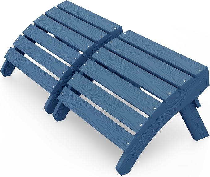 MXIMU Folding Adirondack Ottoman Set of 2: HIPS Plastic Outdoor Footrest Easy by MXIMU