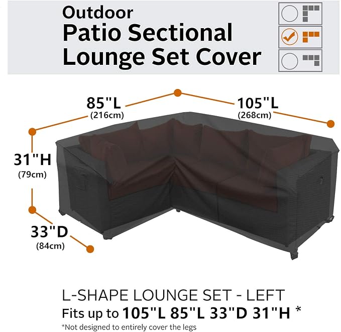 Heavy Duty Outdoor Sectional Couch Covers, L-Shaped Lawn Patio Furniture Cover - Image 5