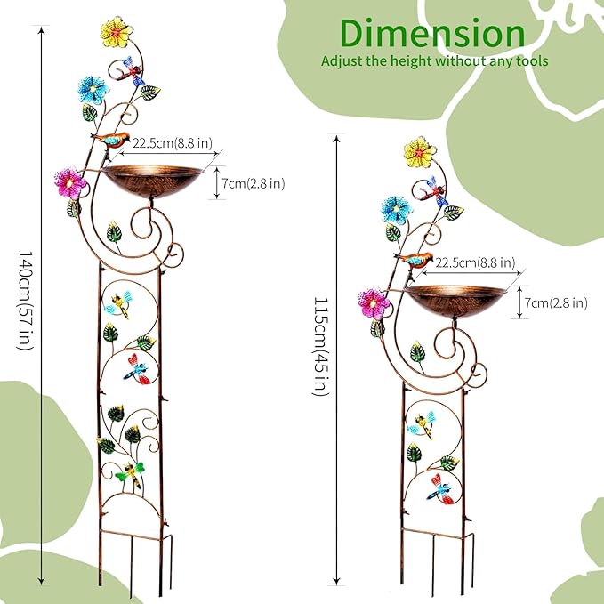 57" Height Metal Bird Bath - Image 3