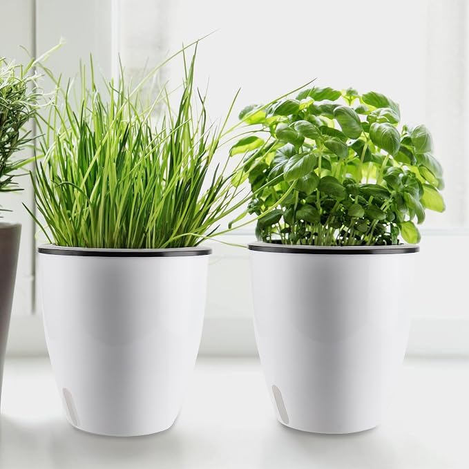 5 Pack 7 Inch Self Watering Plant Pots, Self Watering Planter - Image 6