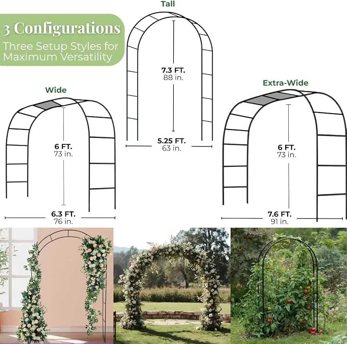 Thickened Tube Garden Arch, 7.3ft Heavy-Duty Metal - Image 6