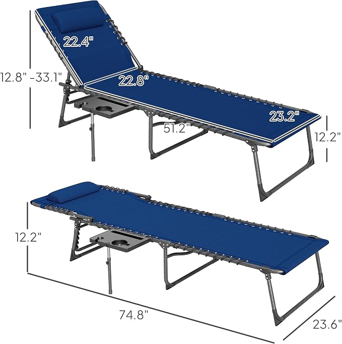 Outsunny Folding Chaise Lounge Chair Outdoor Tanning Chair - Image 3