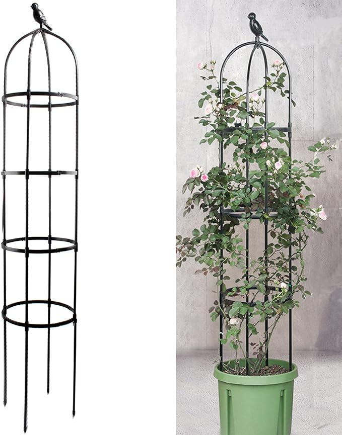 6ft Garden Obelisk Trellis for Climbing Plants-Rustproof Metal Pipe by Anothera