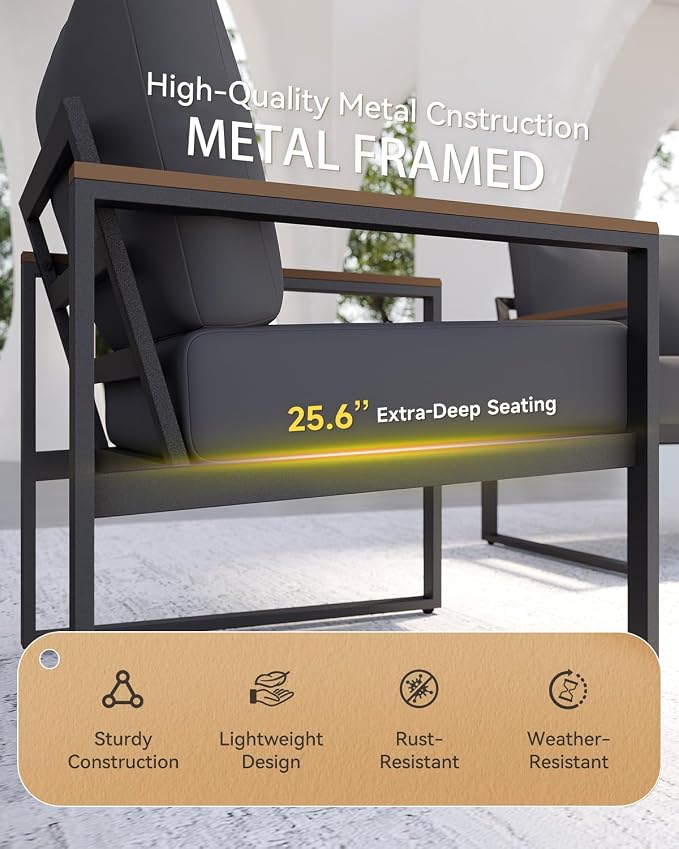 Aoxun Patio Furniture Set, 4 Piece Outdoor Patio Furniture - Image 2