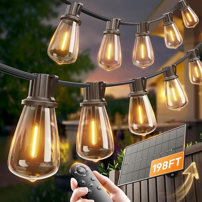 addlon 198FT Solar String Lights Outdoor by addlon
