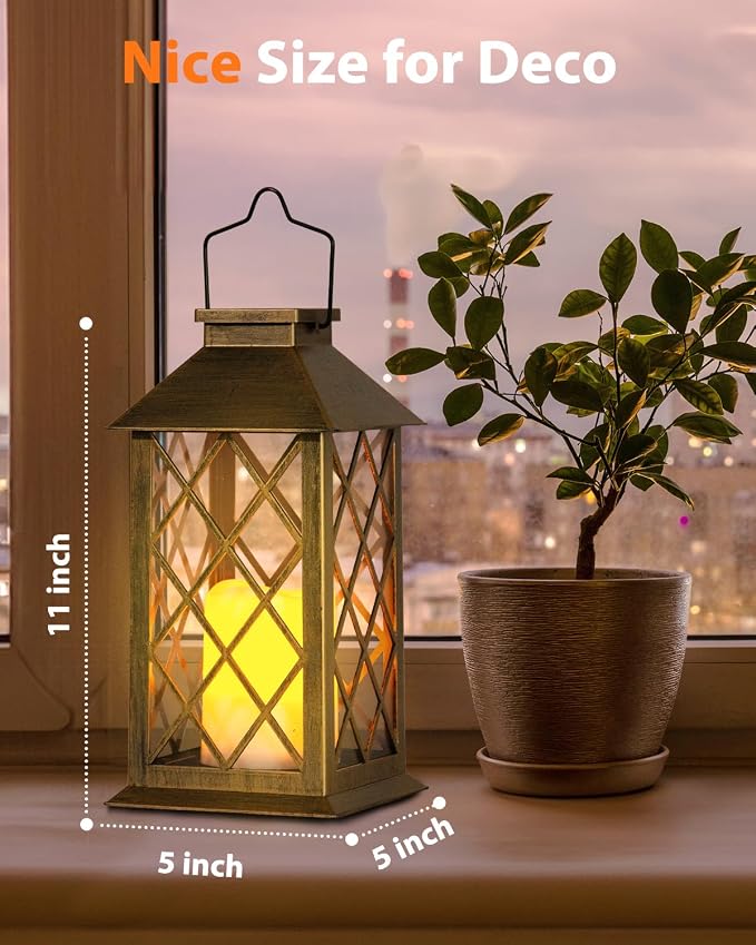 Otdair Solar Lanterns Outdoor Waterproof, 2 Pack 14" Solar Lantern - Image 5