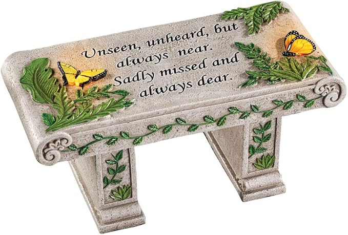 Collections Etc Solar Powered LED Outdoor Garden Memorial Bench by CollectionsEtc