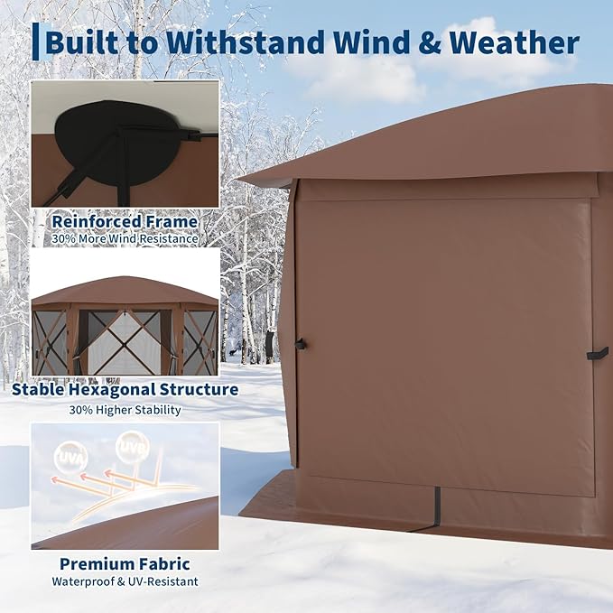 11.5x11.5FT 6-Sided Pop Up Gazebo Tent，One-Push Setup Canopy Tent - Image 2