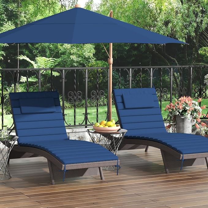 Sundale Outdoor Olefin Quilted Lounge Cushion Set of 4, Patio Foldable Chaise - Image 7