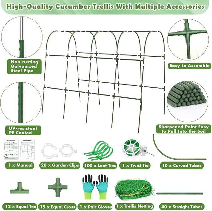 Cucumber Trellis for Raised Bed, Large Size Garden Arch Trellis for Climbing - Image 2
