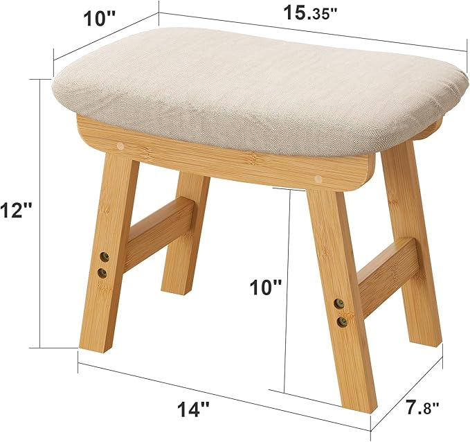 Foot Stools Ottoman, Small Foot Stool Ottoman, and Footstool, Wooden Foot Stool - Image 3