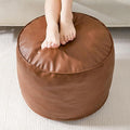HIGOGOGO Round Stuffed Pouf Ottoman, Pu Leather Poufs by HIGOGOGO