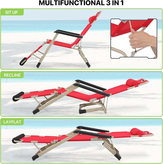 Magshion Folding Patio Chairs Set of 2, Outdoor Lounge Chair - Image 5