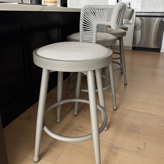 PURPLE LEAF Outdoor Swivel Counter Height Bar Stools Set of 2 Metal Modern by PURPLELEAF