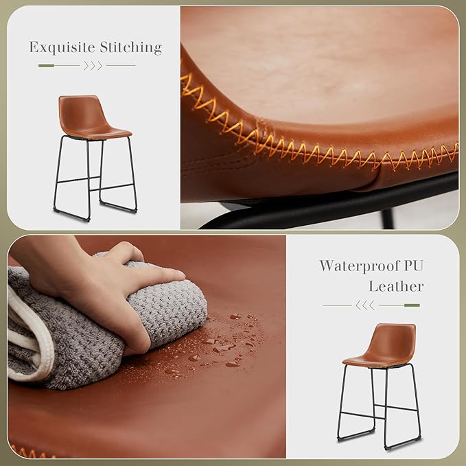 DUMOS 26 Inch Counter Height Bar Stools Set of 4, Modern Faux Leather High - Image 5