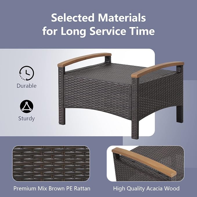 RELAX4LIFE Outdoor Wicker Ottomans - Image 5