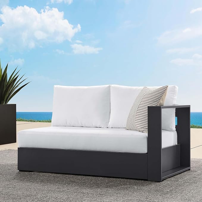 Modway Tahoe Aluminum Modular Right-Facing Outdoor Patio Loveseat in Gray White by Modway
