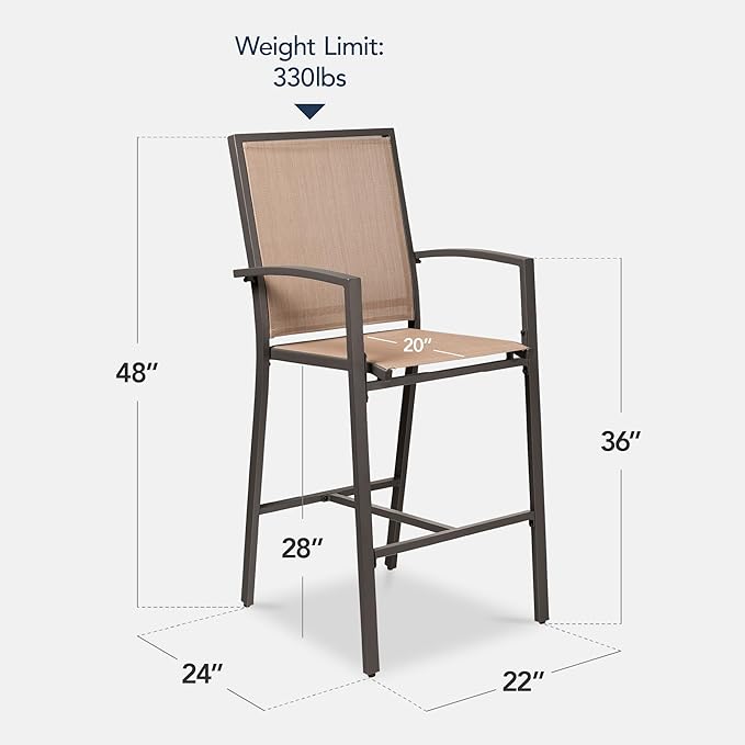 Best Choice Products Outdoor Bar Stools Set of 2, Bar Height, Patio Furniture - Image 2
