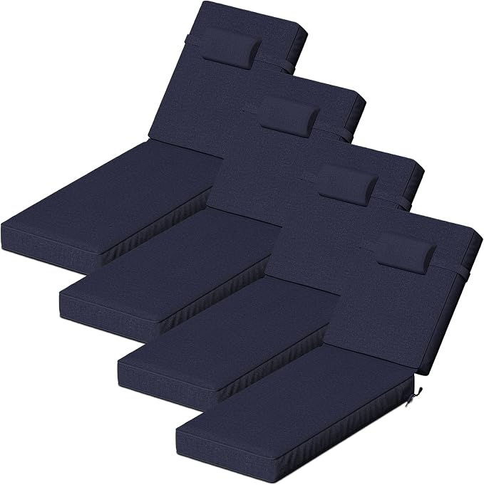 80 x 26 x 4 Inch Olefin Chaise Lounge Cushions, Lounge Chair Cushions by Unknown