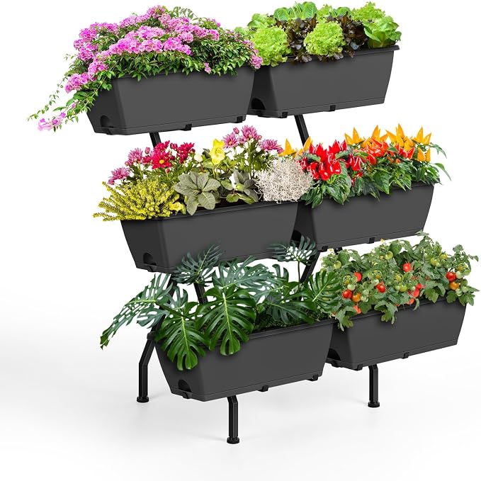 Raised Garden Beds with 6 Garden Planter Boxes Indoor Outdoor Vertical Raised by Luplom
