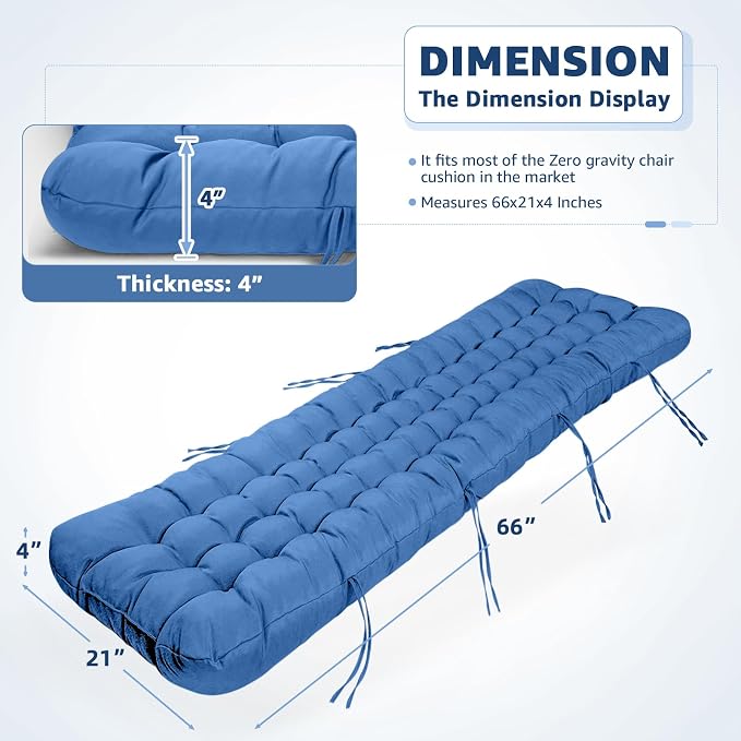Patio Lounge Chair Cushion, Waterproof Zero Gravity Chair Cushions - Image 2