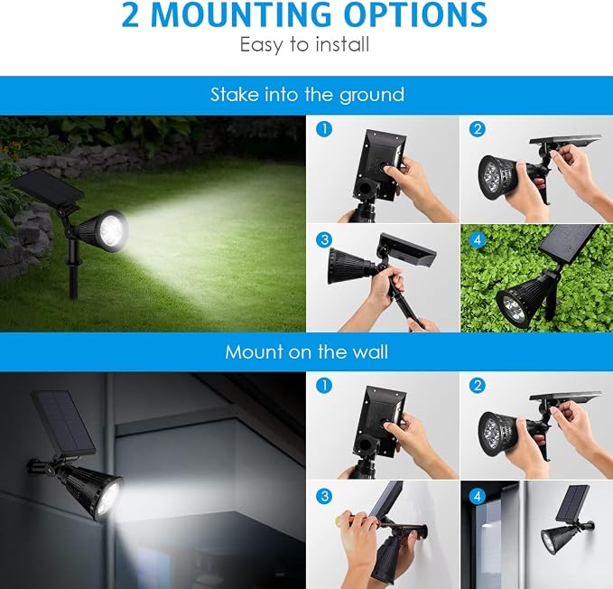 AMIR Solar Spotlights Outdoor Upgraded, Waterproof 1 Pack Security Landscape - Image 7