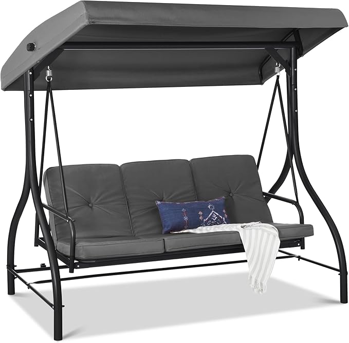 Best Choice Products 3-Seat Outdoor Large Converting Canopy Swing Glider by BestChoiceProducts
