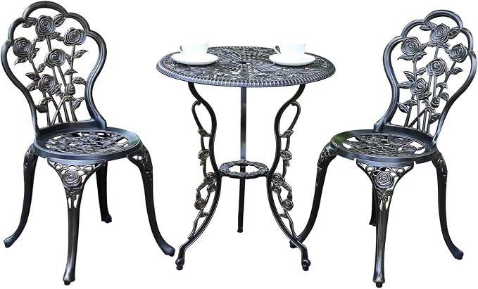 JARDIN DE CENTENNIAL Patio Bistro Set.Rust-Resistant Cast Aluminum Bistro Table by JARDINDECENTENNIAL