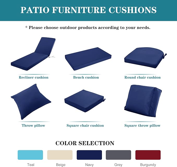 Chaise Lounge Cushion Outdoor, Waterproof and Stain-Resistant Lounge Deck - Image 9