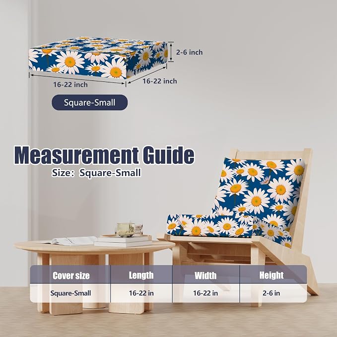 8Pcs Square Small Stretch Patio Cushion Covers, Couch & Sofa Replacement - Image 2