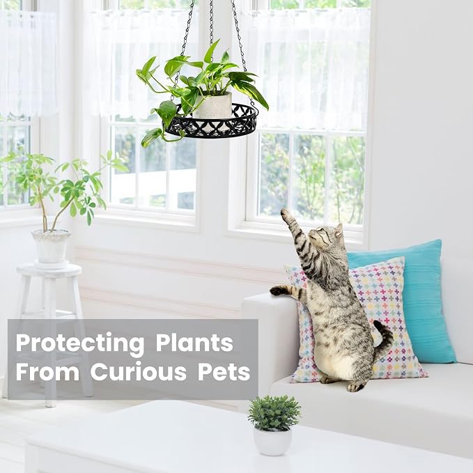 2 Pack Hanging Planters, 9.8 Inch Metal Plant Hanger, Decorative Glossy Black - Image 6