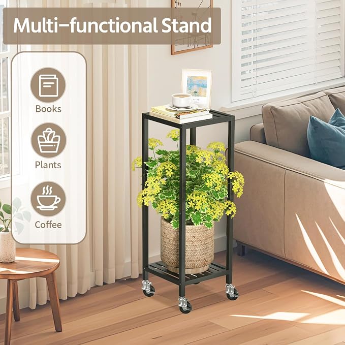LASZOLA 2 Tier Black Metal Plant Stand Indoor Outdoor - Image 9