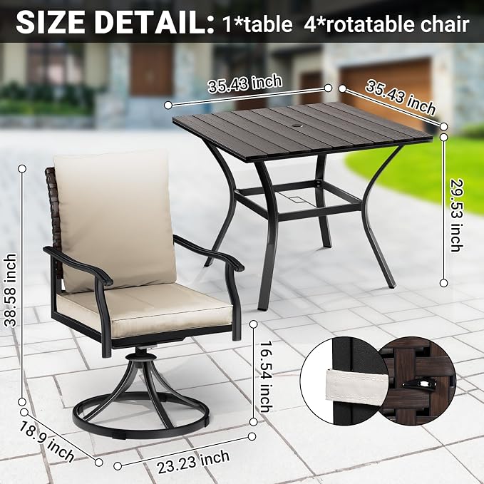 LEVELEVE 5 Piece Outdoor Patio Dining Set - Image 2
