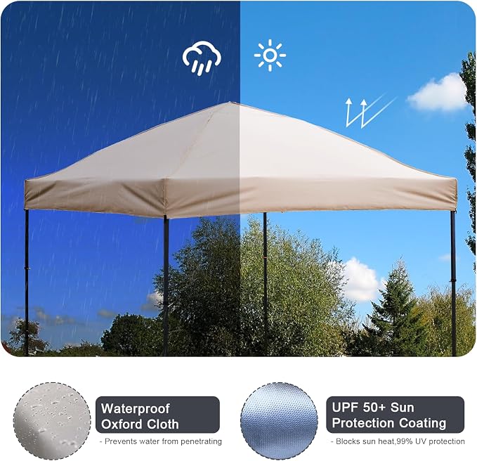 10x10 Pop Up Canopy Tent with 2 Sidewalls, Easy Up Canopy Outdoor Party Sun - Image 4