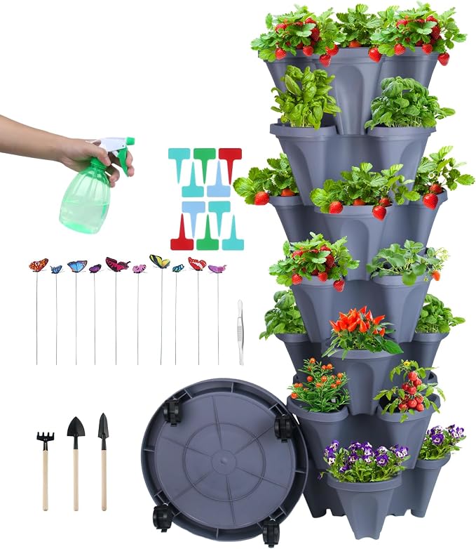 DUNCHATY Stackable Planter, Vertical Strawberry Planter by DUNCHATY