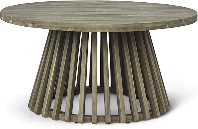 Christopher Knight Home Hakee Acacia Wood Patio Coffee Table, Round Table - Image 5