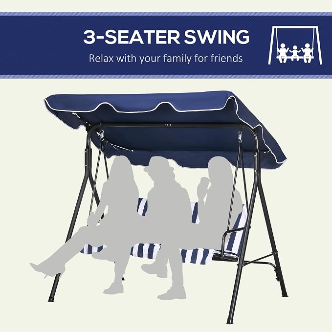 Outsunny 3-Seat Outdoor Patio Swing Chair - Image 5