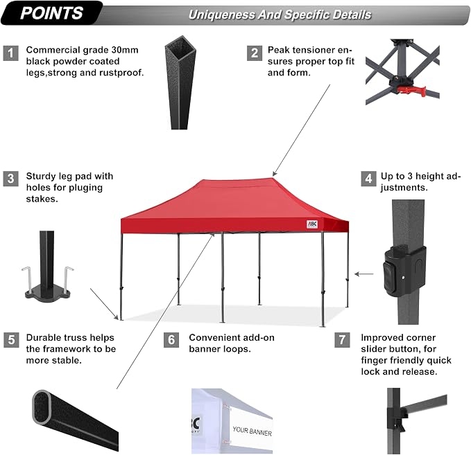 ABCCANOPY Patio Pop Up Canopy Tent 10x20 Commercial-Series - Image 3