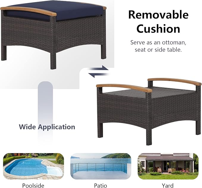 RELAX4LIFE Outdoor Wicker Ottomans - Image 3