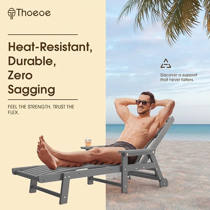 Patio Chaise Lounge Chair Set of 4, Oversized Lounge Chair Outdoor - Image 4