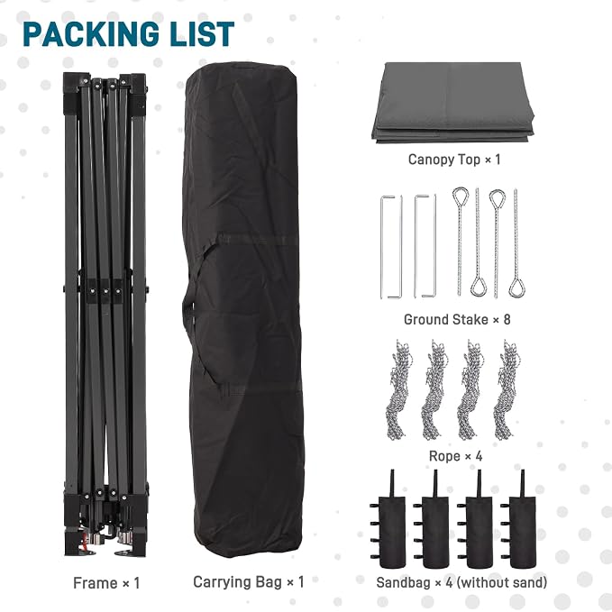 10x10FT Canopy Tent, 1-Button Push Instant Pop Up Canopy - Image 7
