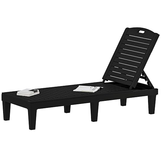 DWVO Outdoor Plastic Chaise Lounger, Poolside Lounge Chair w/5-Position by DWVO