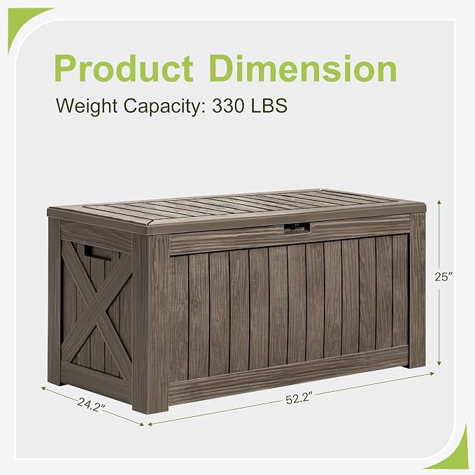 Greesum 120 Gallon Deck Box, Resin Outdoor Storage Container - Image 6